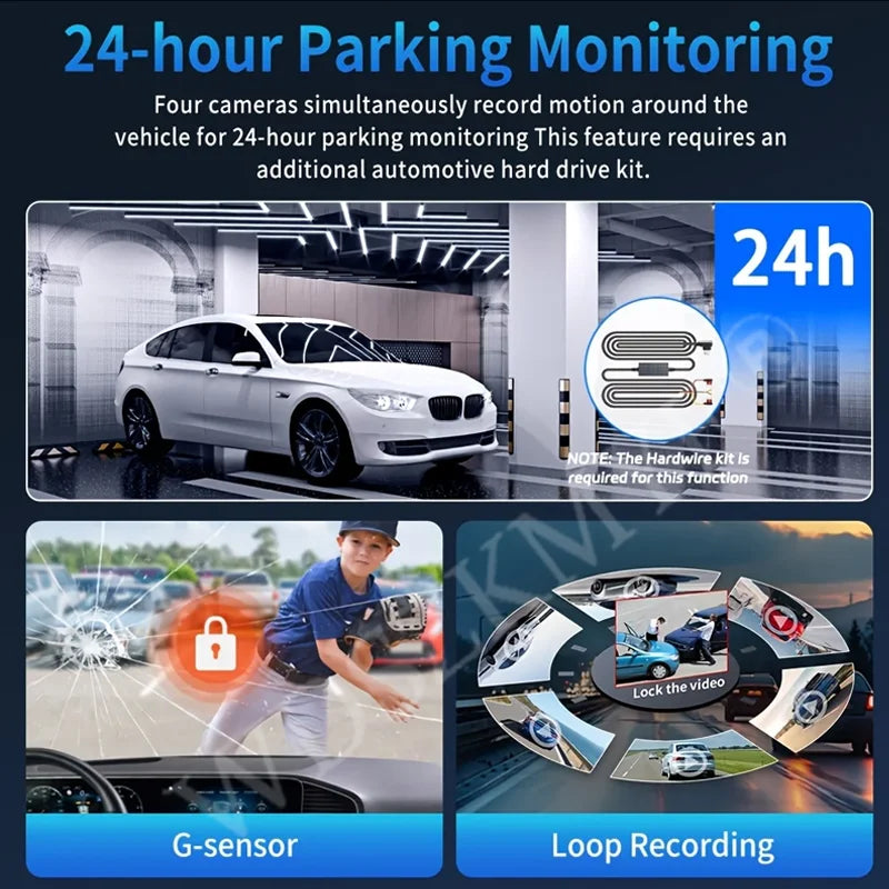 3/4 Channels 360° DashCam WIFI Video Recorder 1080P