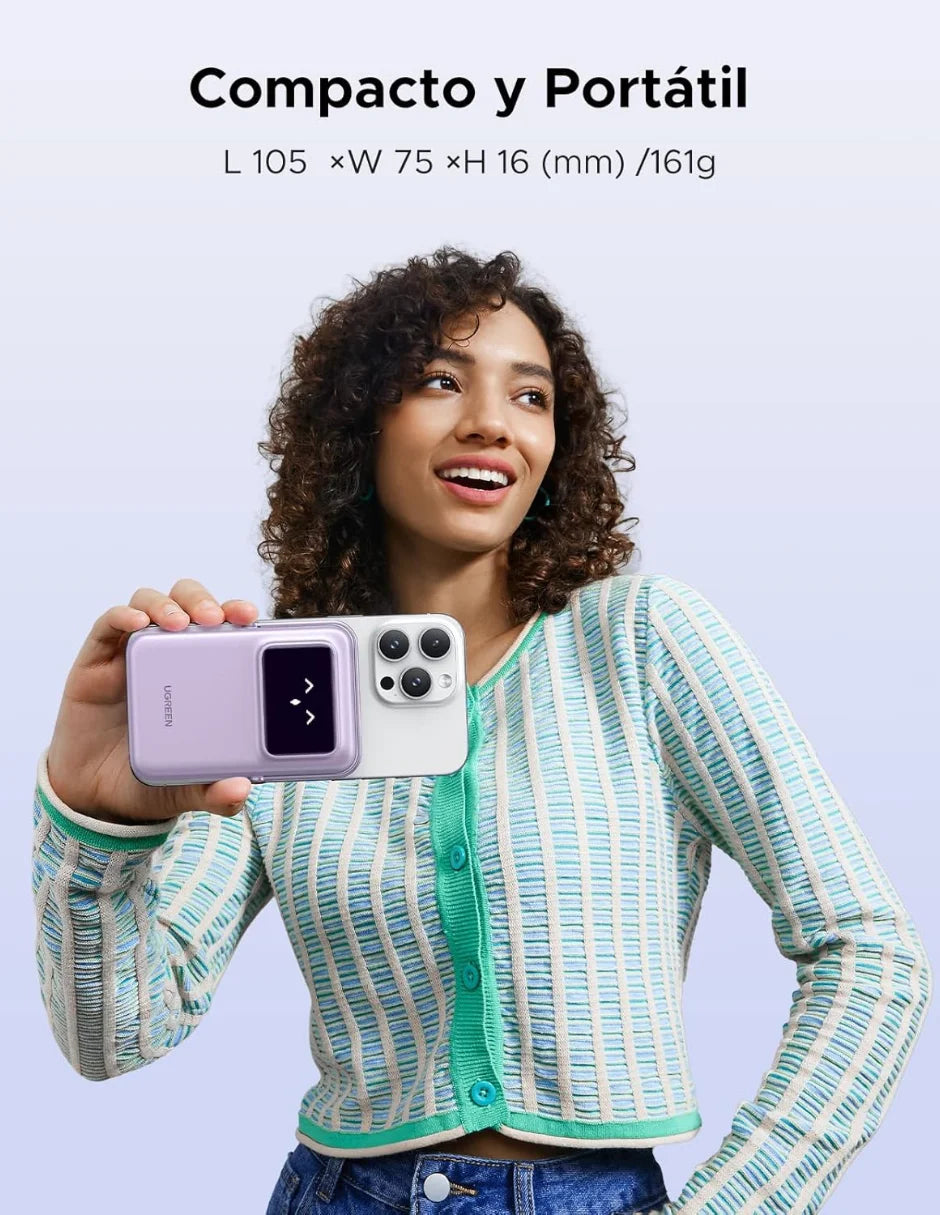 Ugreen MagSafe Mini Power Bank 5000mAh 20W with Purple Display