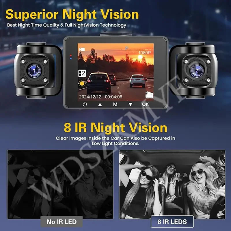 3/4 Channels 360° DashCam WIFI Video Recorder 1080P