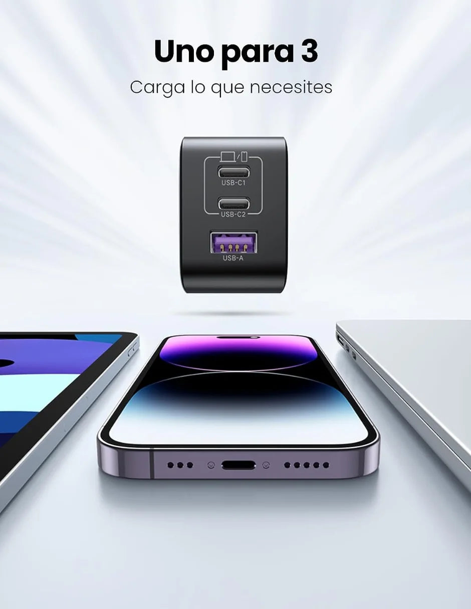 Chargeur UGREEN Nexode 65W GaN USB-C 3 ports