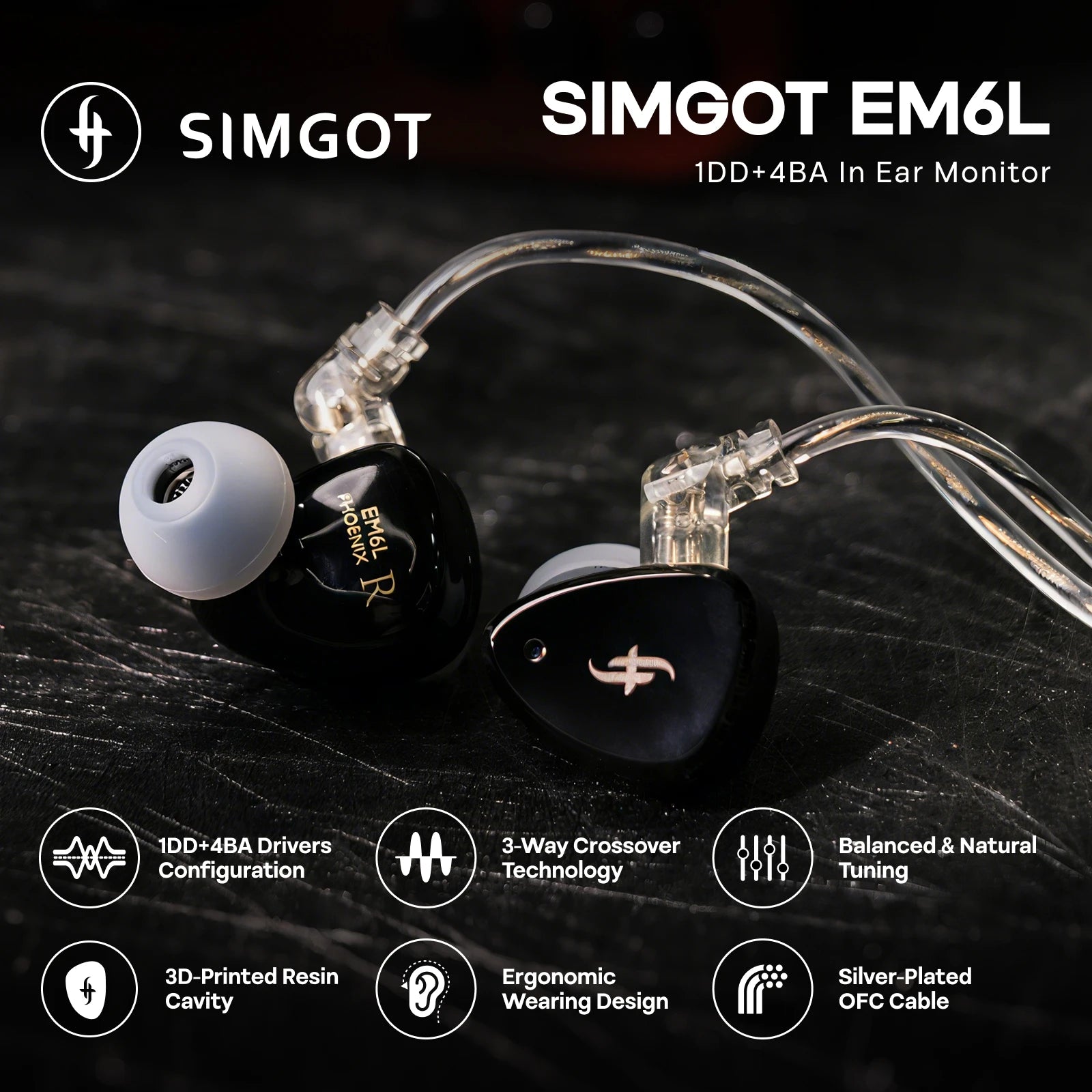 Audífonos SIMGOT EM6L 1DD + 4BA