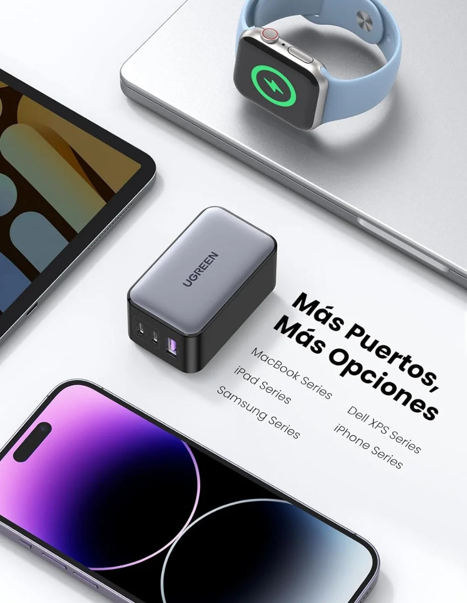Chargeur UGREEN Nexode 65W GaN USB-C 3 ports
