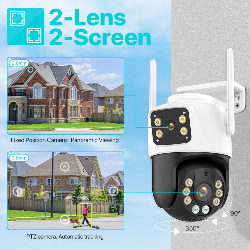 Three Lens PTZ IP Camera Outdoor HD Three Screen