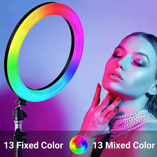Anneau lumineux RGB 26cm avec Trépied et Support de Téléphone