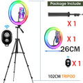 Aro de luz 26cm RGB con Trípode y Soporte Móvil