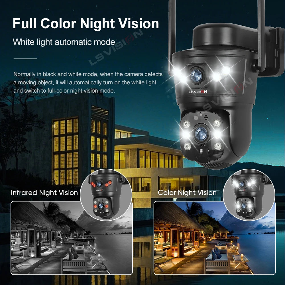 LS VISION 4K 8MP Dual Screens Solar Security Camera