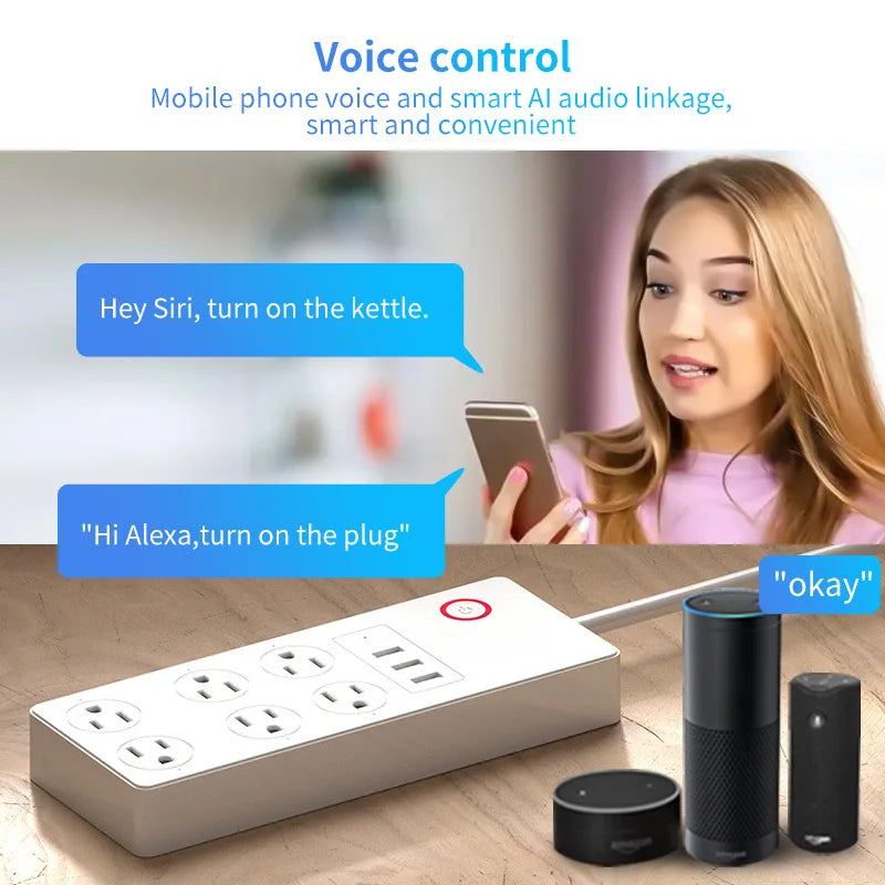 Tuya US Power Strip Wifi Smart Plug With Power