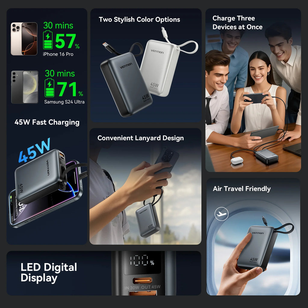 Power Bank Vention CCC Power Bank 45W 20000mAh