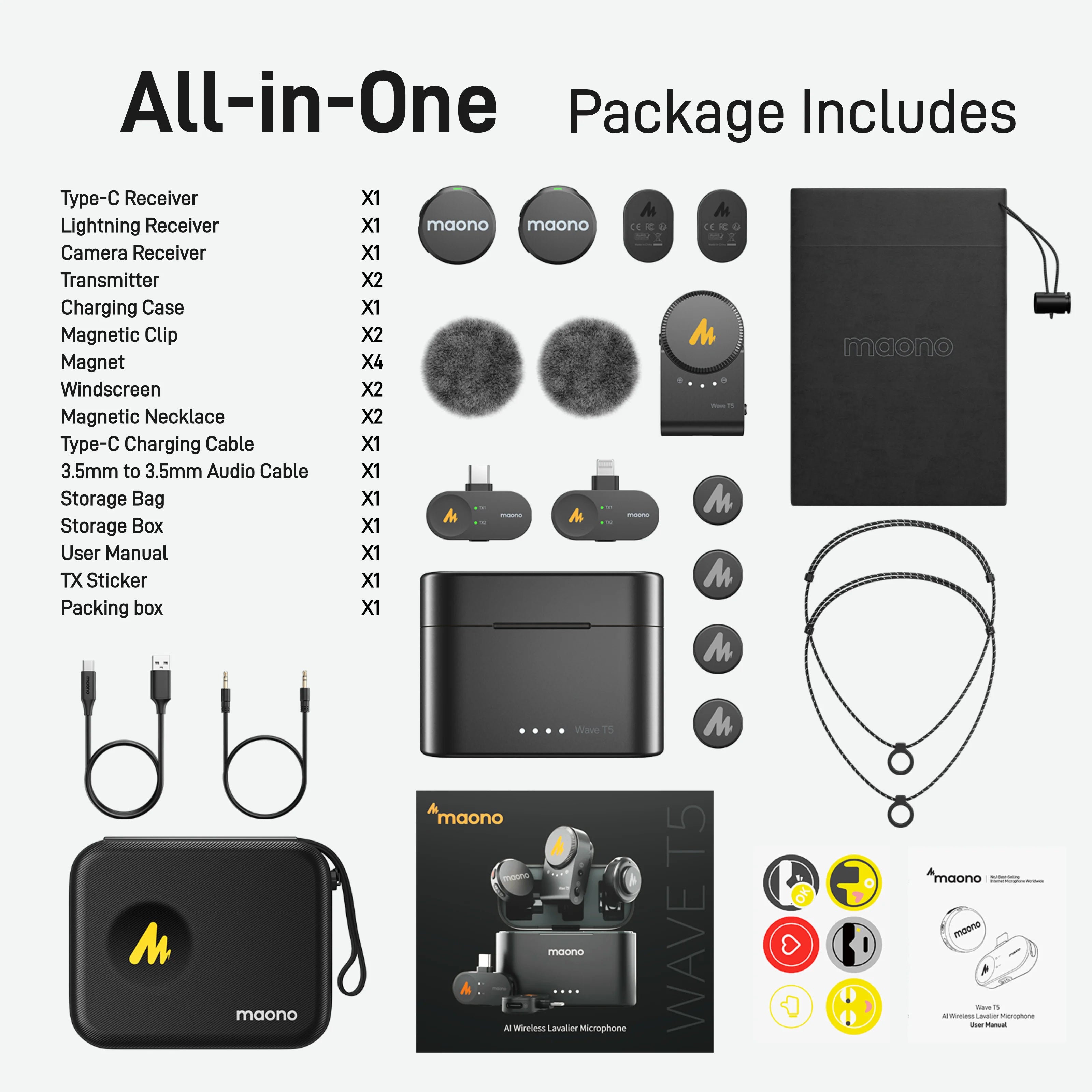 Micrófono MAONO Wave T5 Wireless Lavalier Lapel