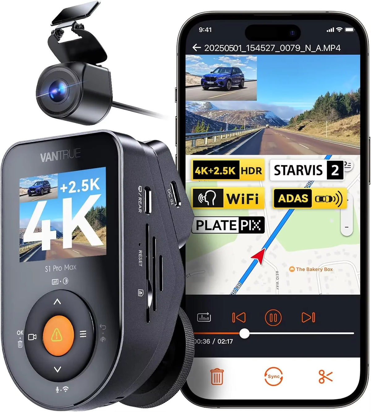 Vantrue S1 Pro Max 4K+2.5K DashCam 5G