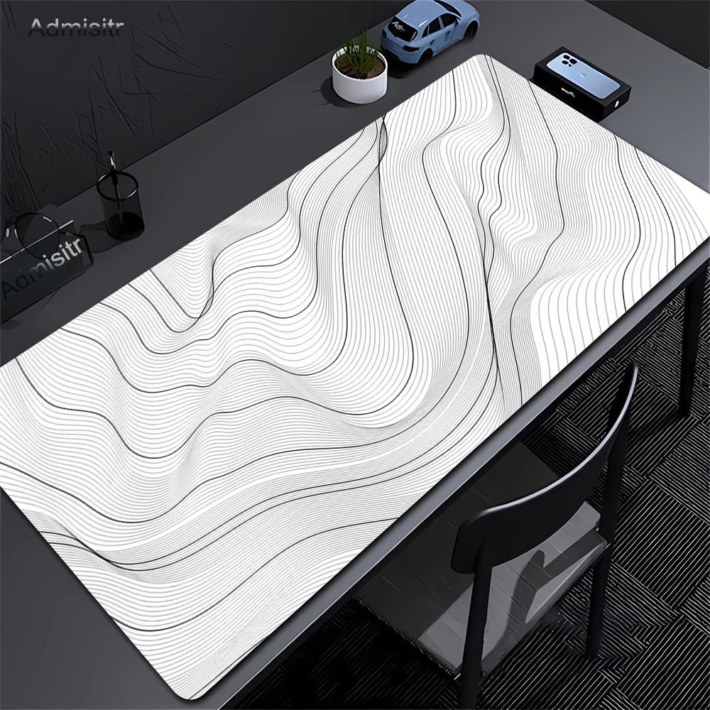 XXL Desk Mat Black And White Strata Liquid Mousepad