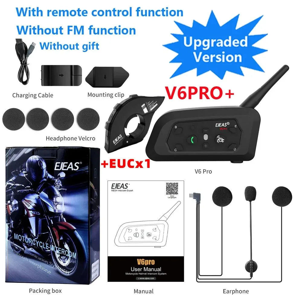 Intercomunicador EJEAS V6 PRO-BLUETOOTH para Casco de Moto IP67