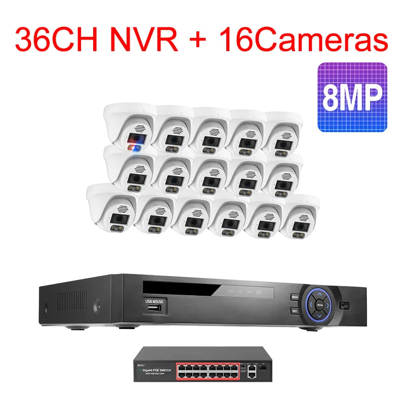 Techage Sistema de Cámaras PoE 4K 8MP 36CH con Audio Bidireccional y IA