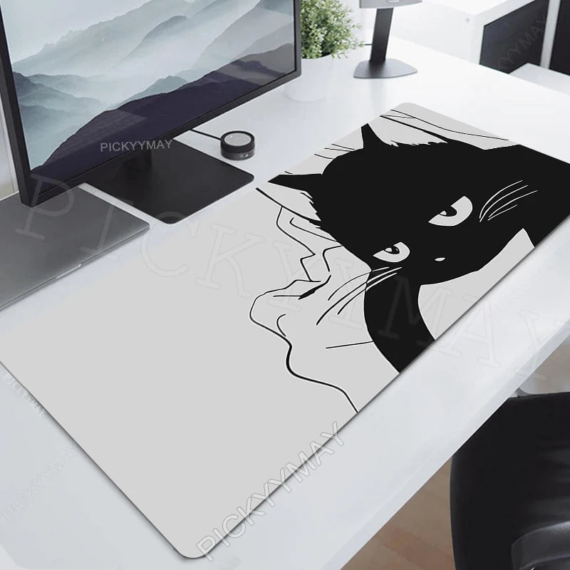 Gaming Mousepads Mousepad Black Cat Large Mouse Mat Office Desk Pads Non-Slip Rubber Gamer Mouse Pad Big Keyboard Mats