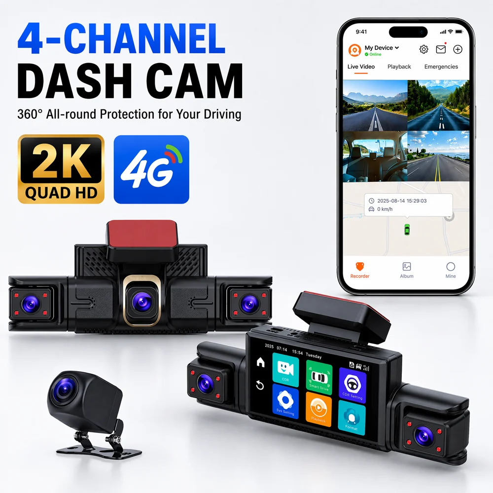 Global 4G LTE Dash Camera Remote Monitor Touch Screen