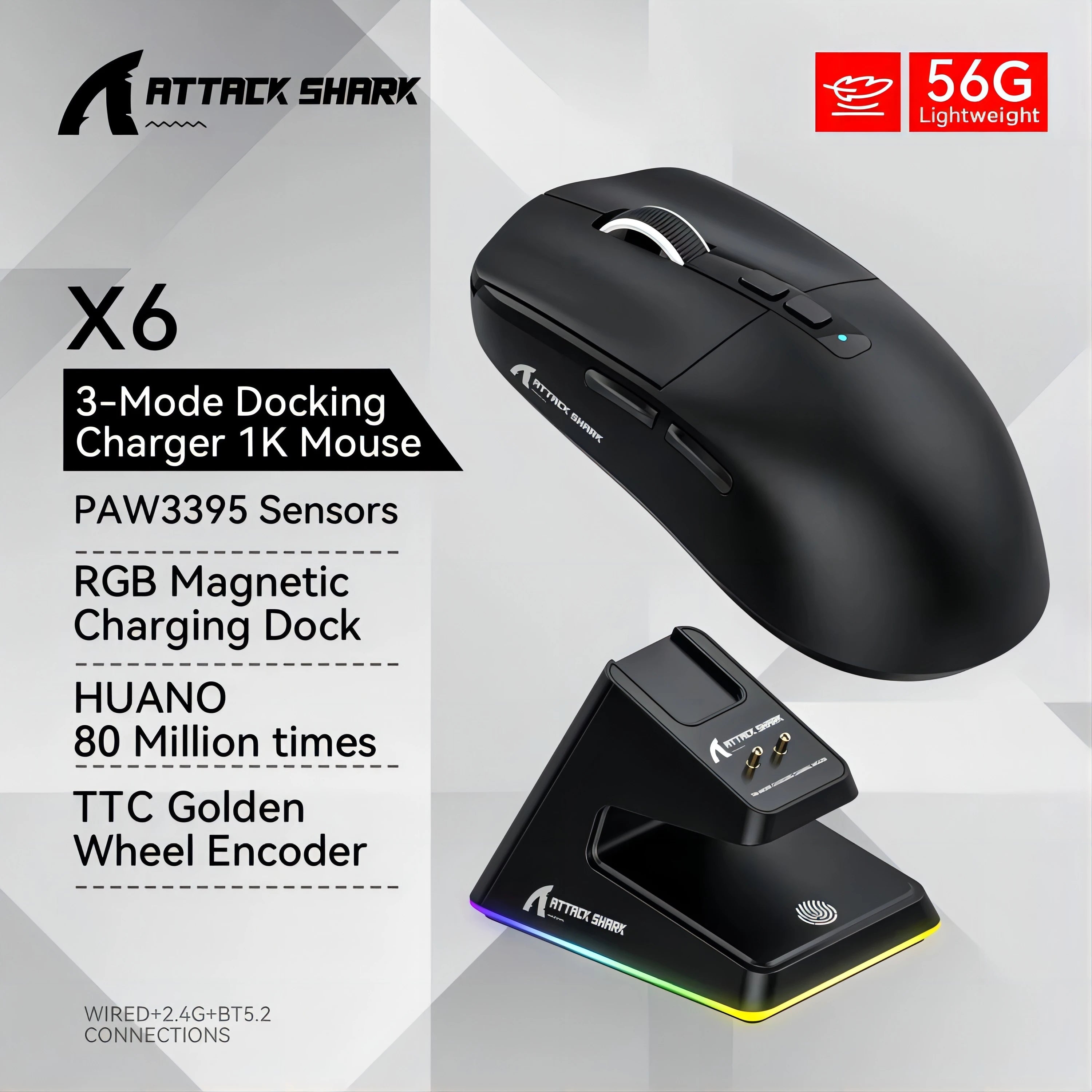 Attack Shark X6 Tri-Mode Wireless Mouse
