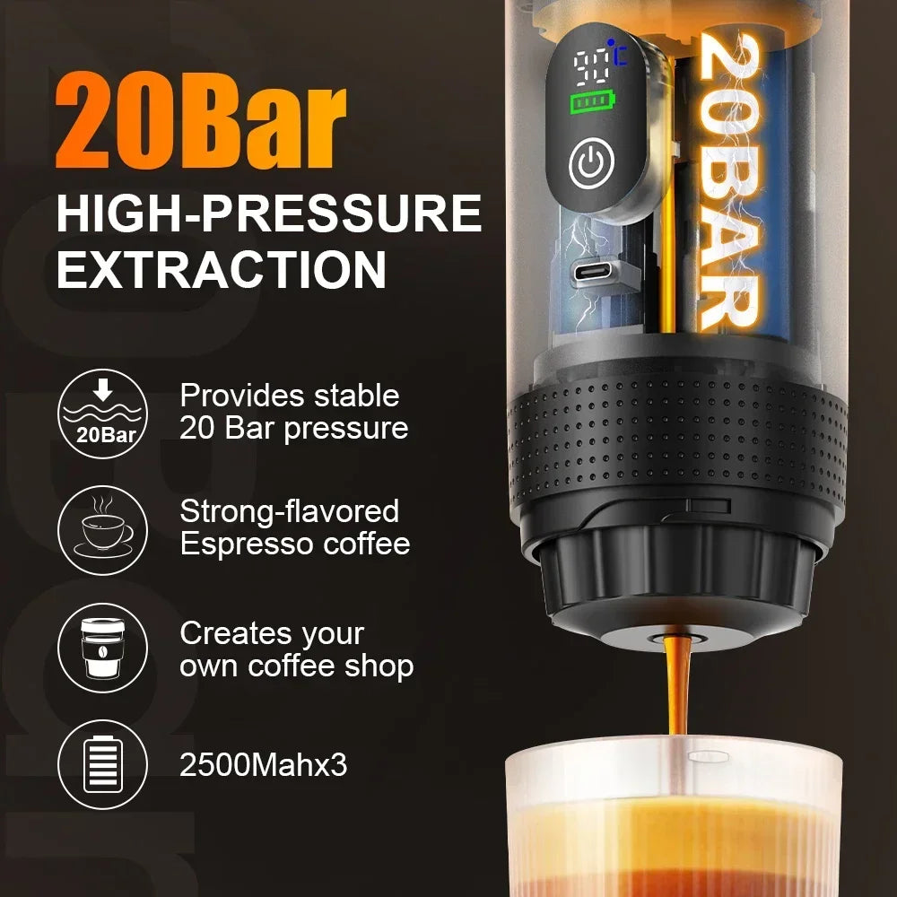 DENOKIN™ Cafetera Espresso Portátil 3‑en‑1