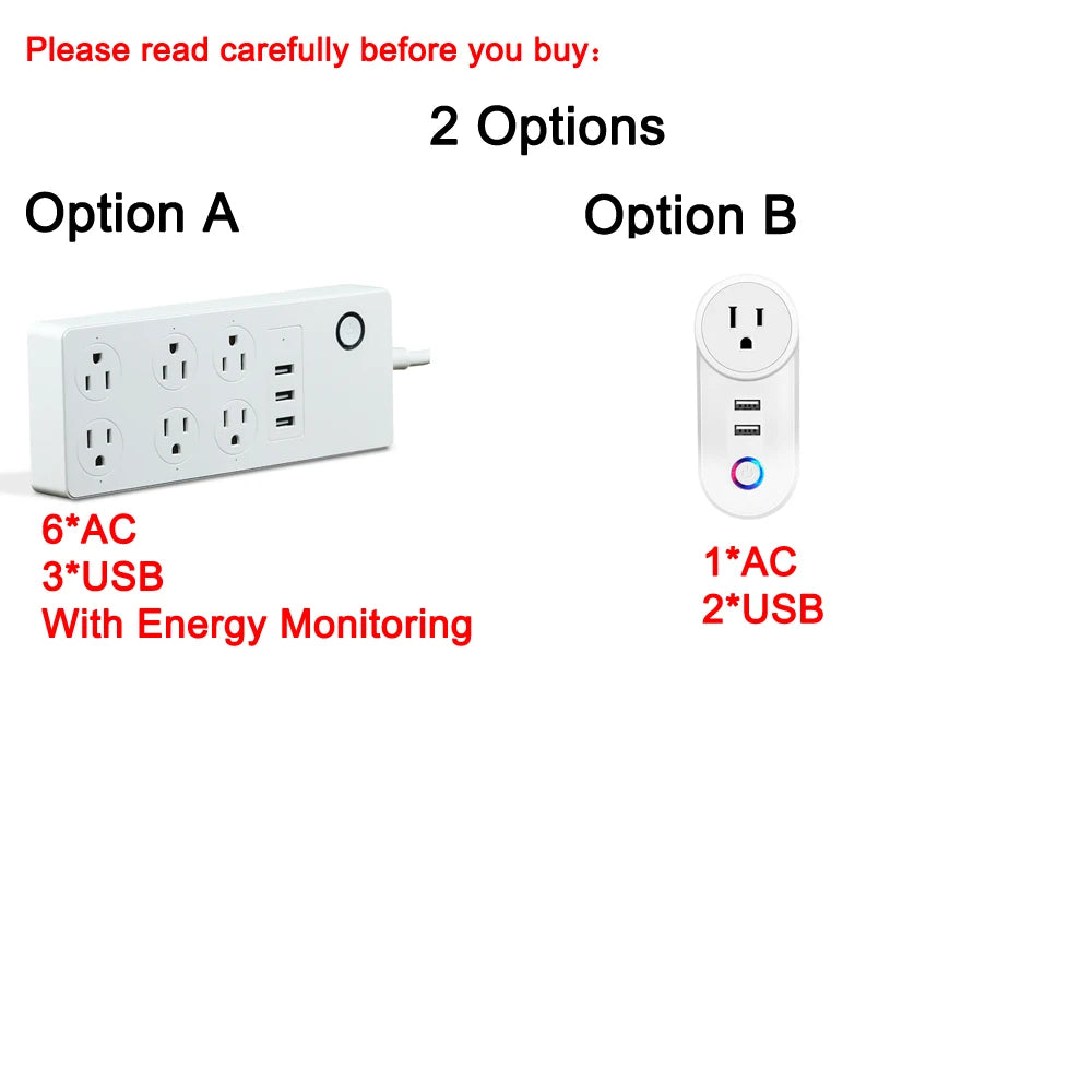 Tuya US Power Strip Wifi Smart Plug With Power