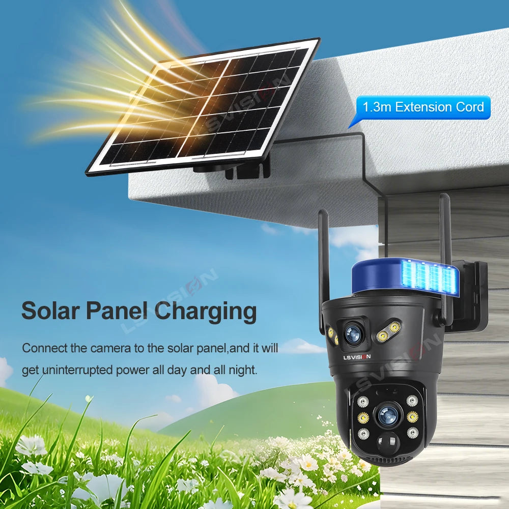 LS VISION 4K 8MP Dual Screens Solar Security Camera