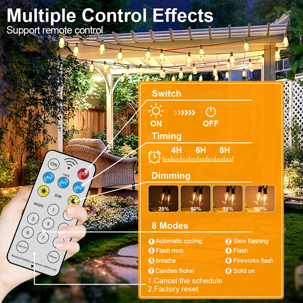 Guirlande solaire LED dimmable extérieure IP65