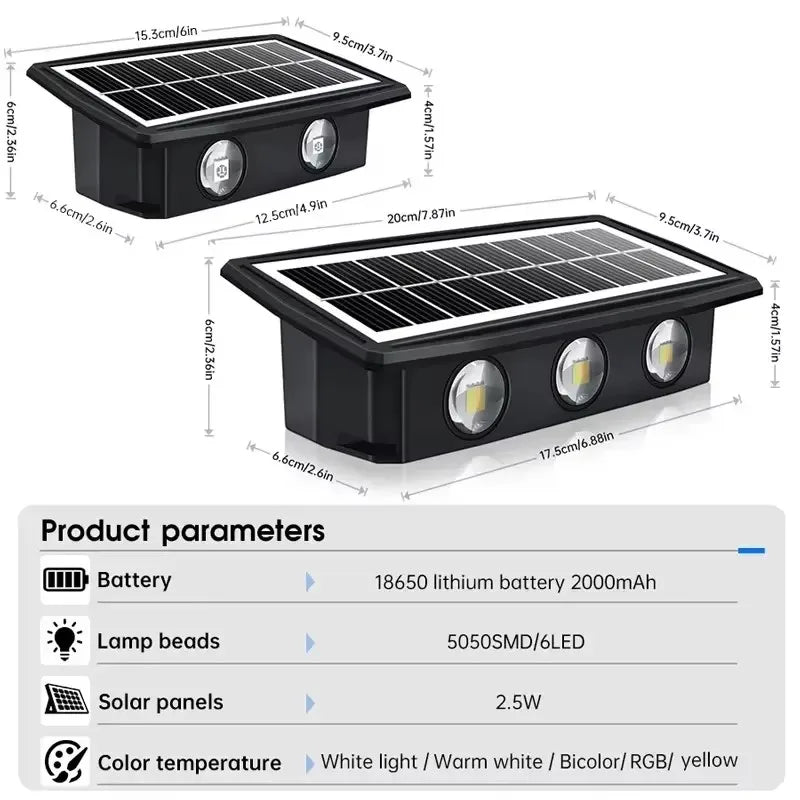 Lámpara Solar de Pared para Exteriores con Luz LED