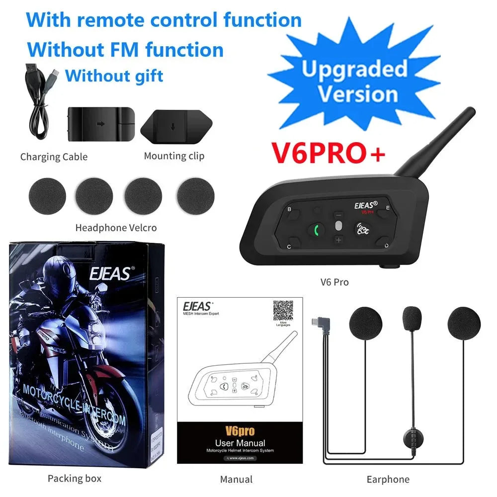 Intercomunicador EJEAS V6 PRO-BLUETOOTH para Casco de Moto IP67