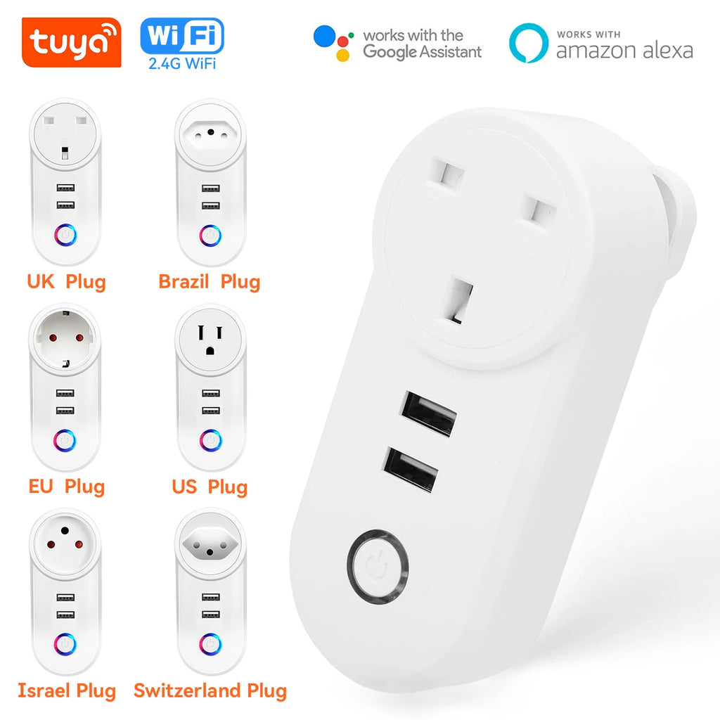 16A Tuya WiFi Smart Socket With 2 USB