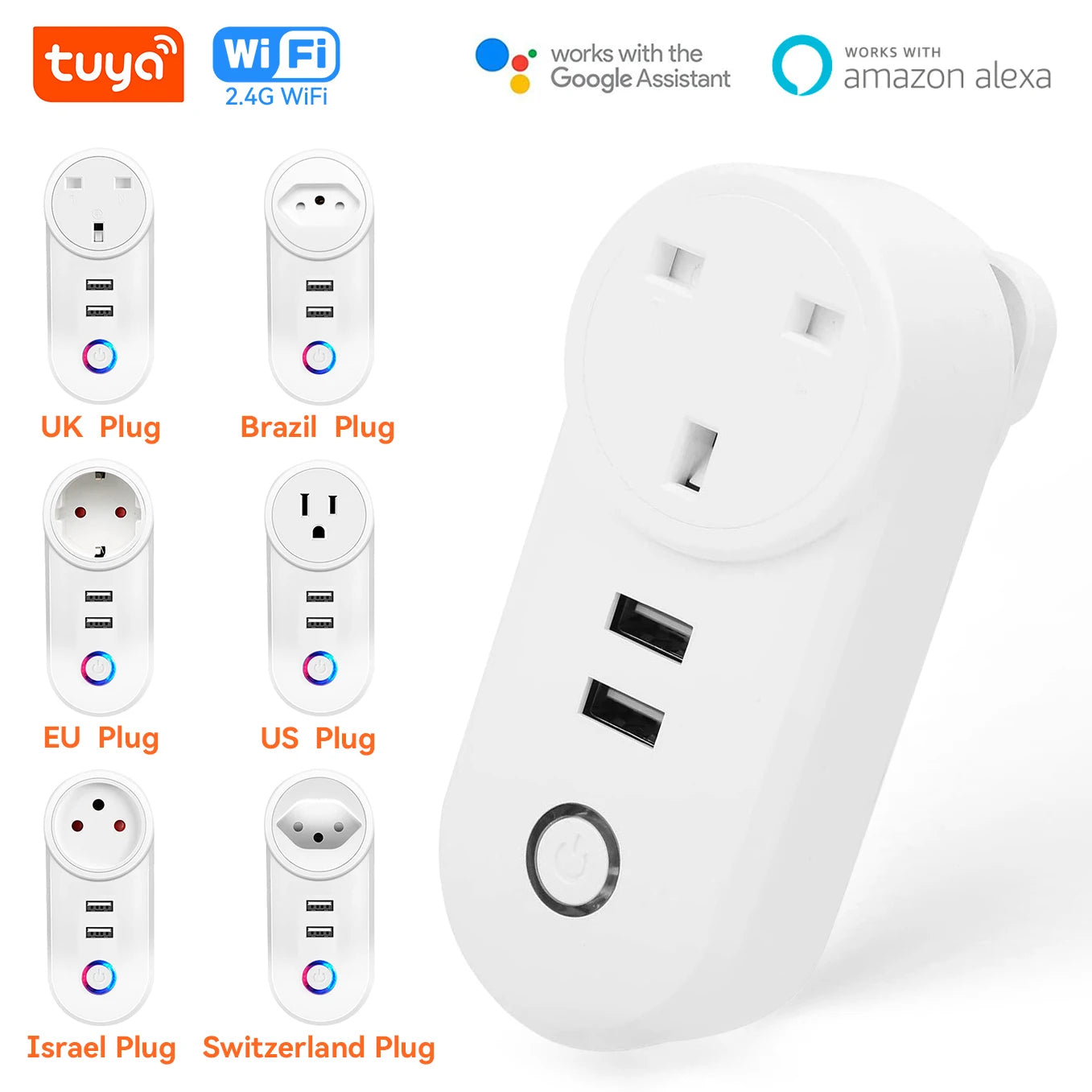 16A Tuya WiFi Smart Socket With 2 USB