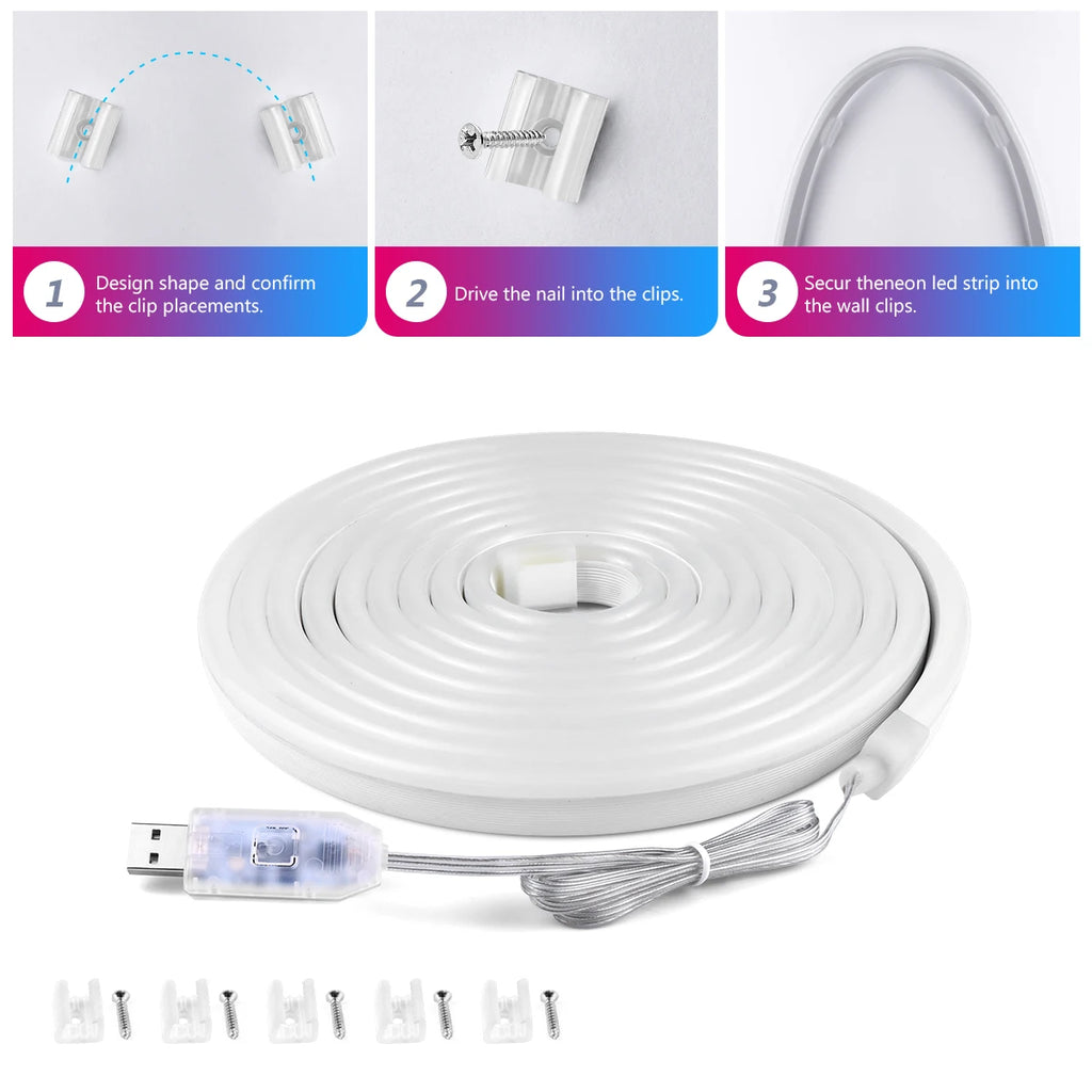 2/3/5/10M Smart APP Control RGBIC Neon LED Strip Light, Music Sync, USB Dynamic Effects LED Rope for Bedroom Gaming Room Decor
