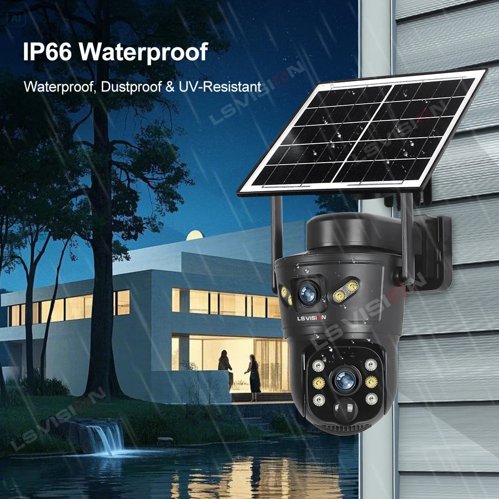 LS VISION 4K 8MP Dual Screens Solar Security Camera