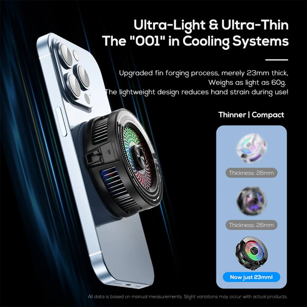 15W Magnetic Clip-on Semiconductor Phone Cooler With Digital Display Light Three-speed Adjustable AI Mobile Ice Cooling Radiator