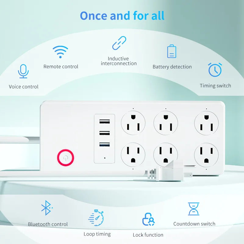 Tuya US Power Strip Wifi Smart Plug With Power