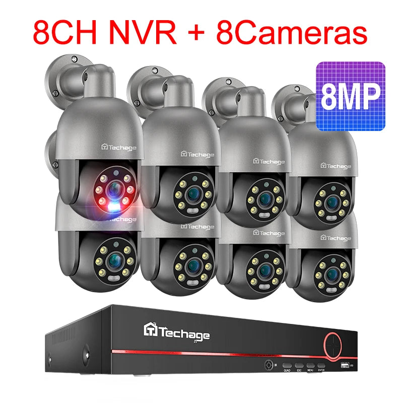 Techage Sistema de Cámaras de Seguridad 4K POE con PTZ