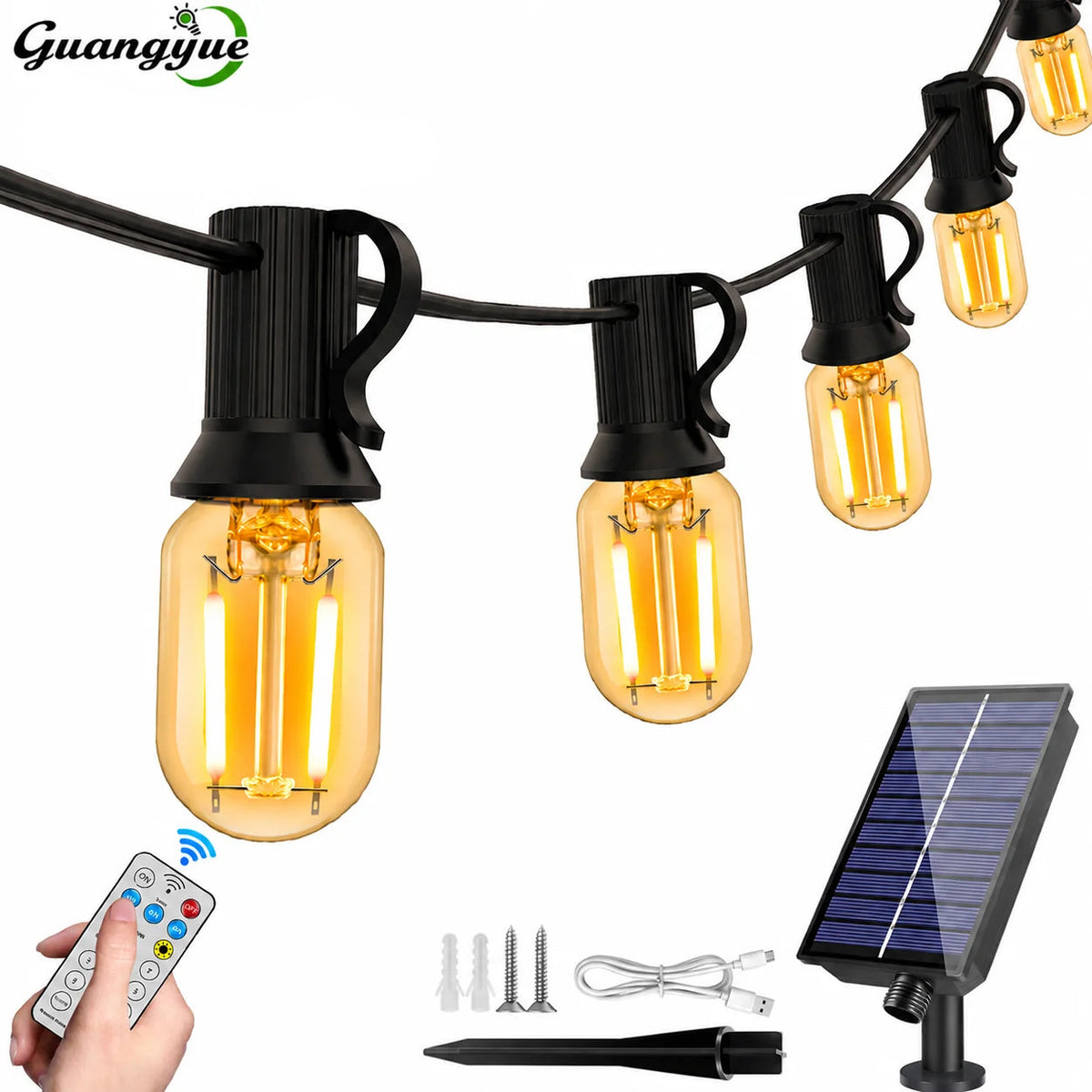 Guirnalda de luz solar al aire libre impermeable E12 vidrio