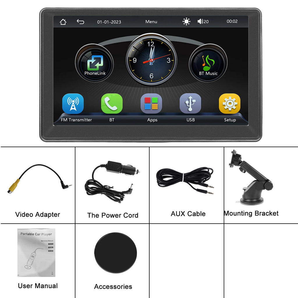 Pantalla Carplay & Android Auto 
Podofo 7''