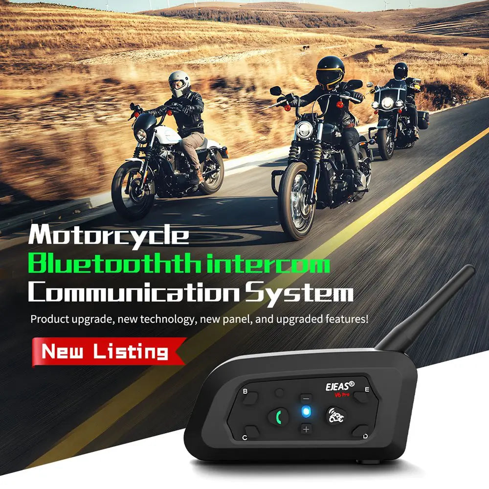Intercomunicador EJEAS V6 PRO-BLUETOOTH para Casco de Moto IP67