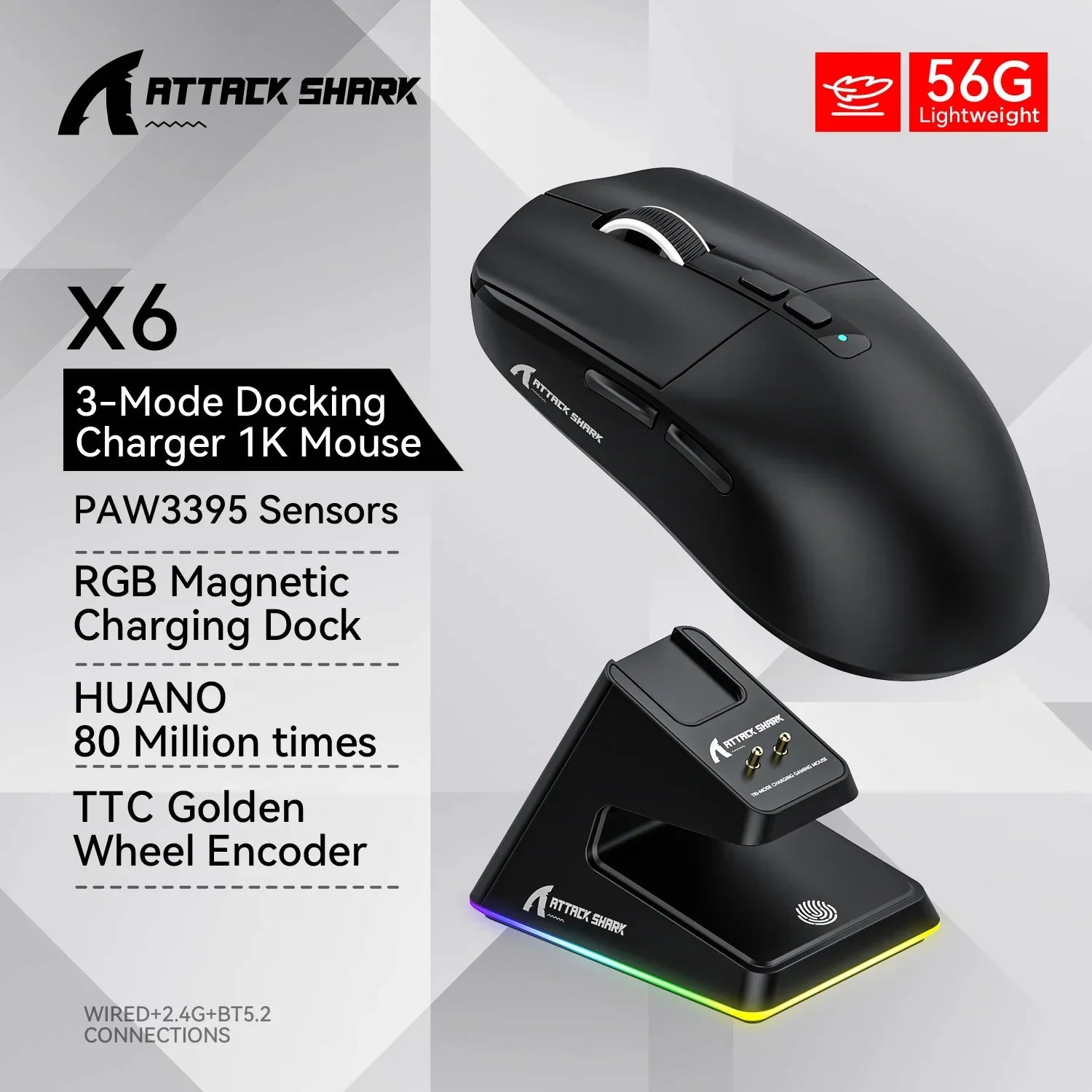 Attack Shark X6 Tri-Mode Wireless Mouse
