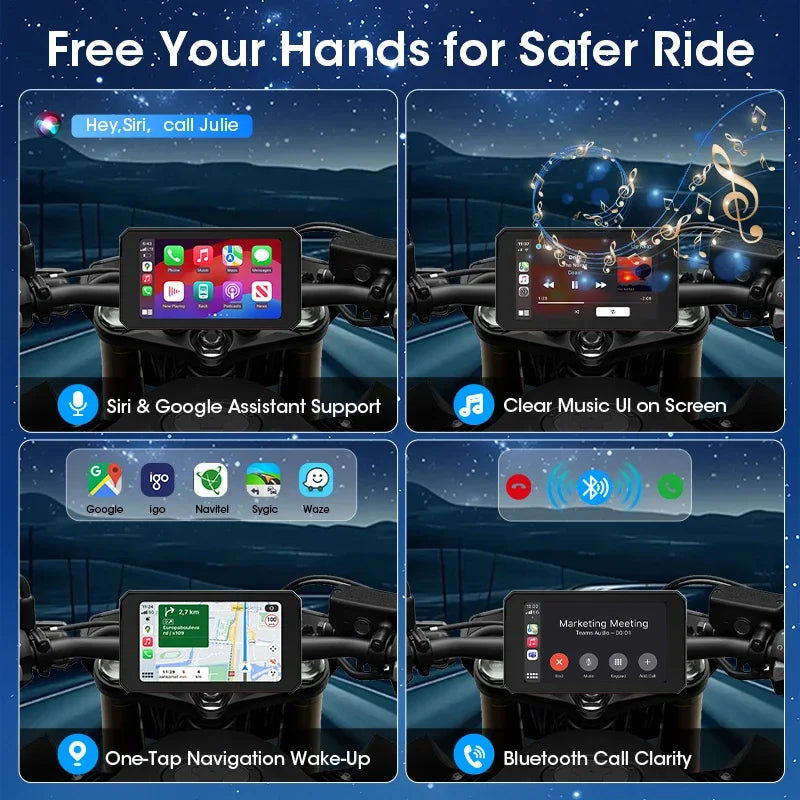 Écran portable Carplay & Android Auto 5" pour Moto
