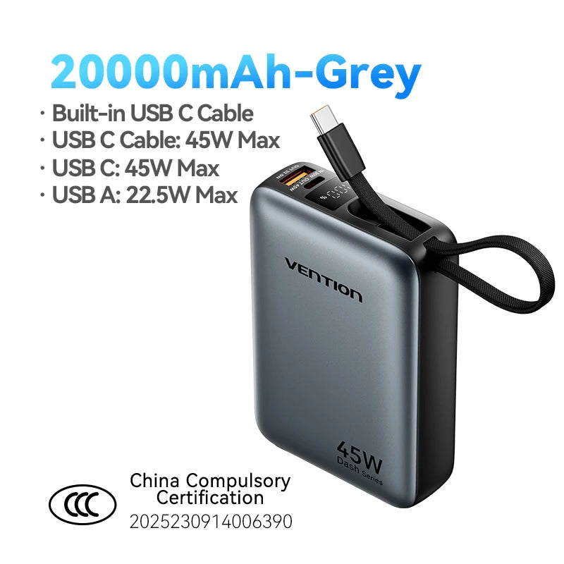 Power Bank Vention CCC Power Bank 45W 20000mAh