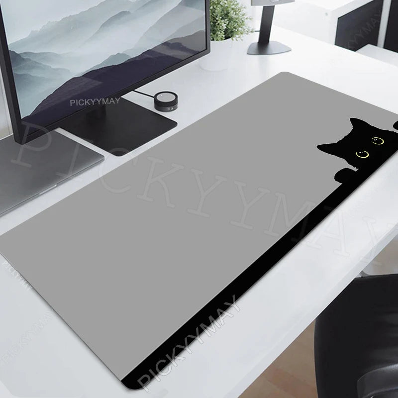 Gaming Mousepads Mousepad Black Cat Large Mouse Mat Office Desk Pads Non-Slip Rubber Gamer Mouse Pad Big Keyboard Mats