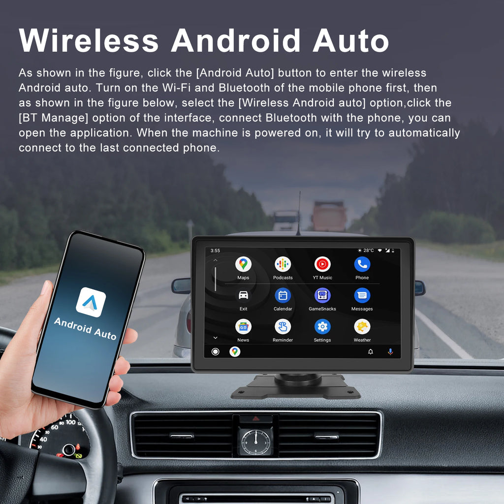 Pantalla Carplay & Android Auto 
Podofo 7''