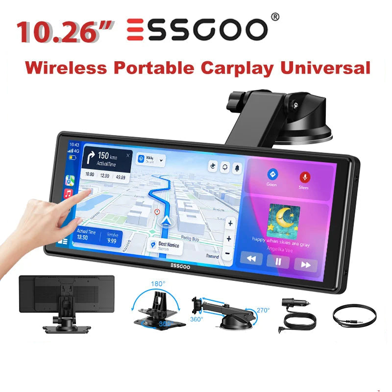 Pantalla Carplay & Android Auto 
ESSGOO 10.26"