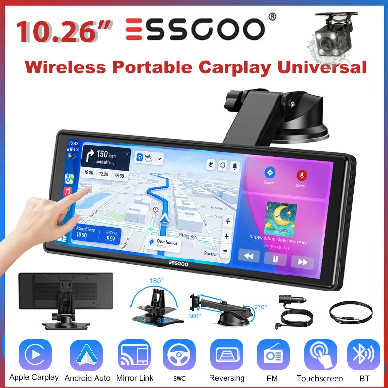 Pantalla Carplay & Android Auto 
ESSGOO 10.26"