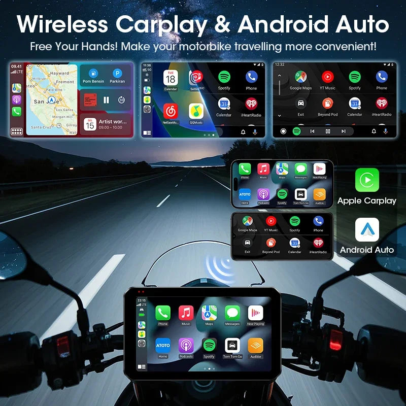 Pantalla Carplay & Android Auto Portable 5" para Motocicleta