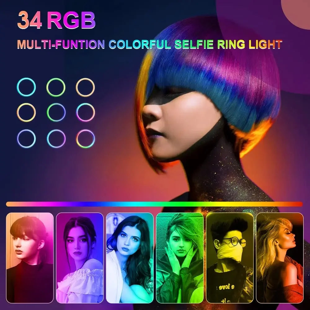 Aro de Luz RGB con Trípode y Soporte Móvil