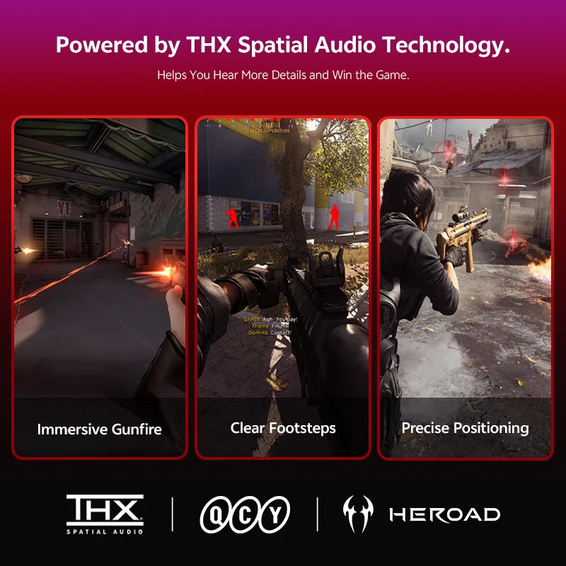 Heroad GT2 Wireless Audífonos Gamer by QCY THX Spatial
