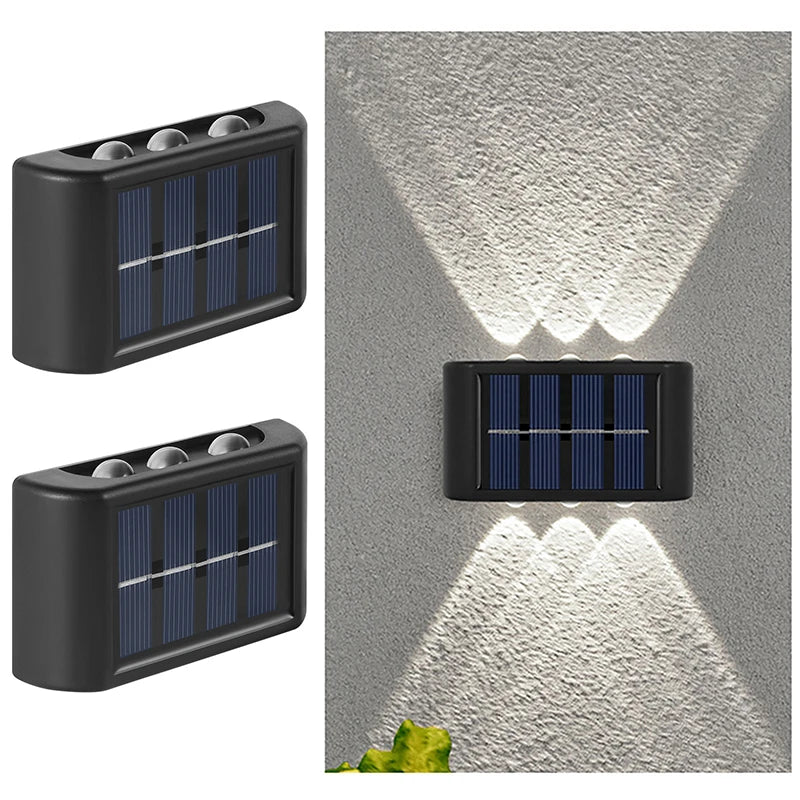 Lámpara de pared atmósfera al aire libre con panel solar 6LED