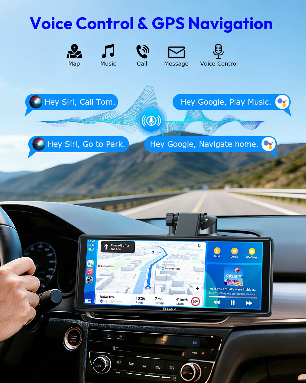 Pantalla Carplay & Android Auto 
ESSGOO 10.26"