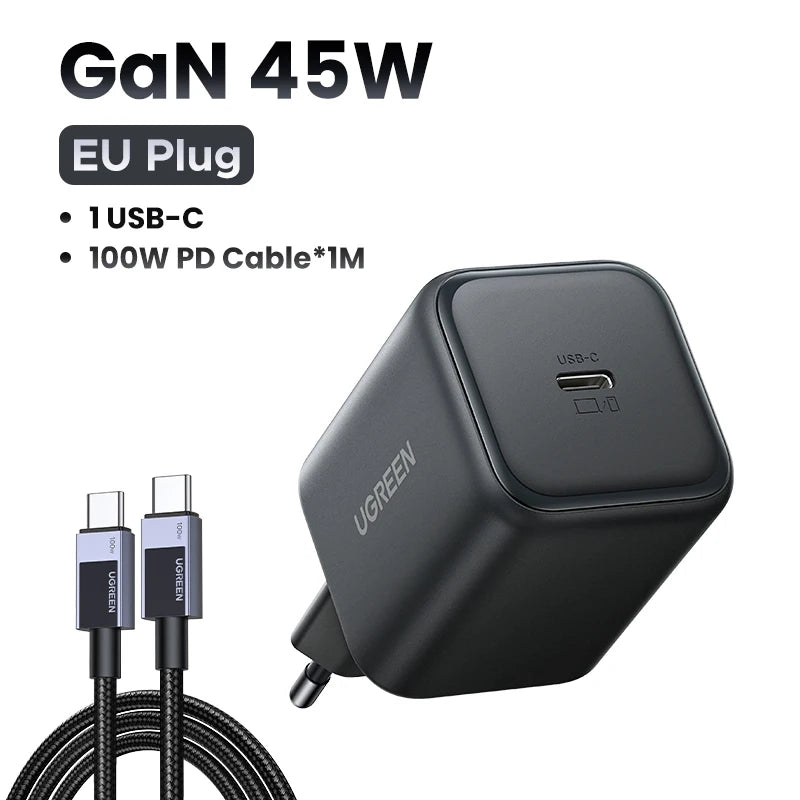 Cargador Rápido UGREEN 45W GaN PD3.0 PPS QC3.0