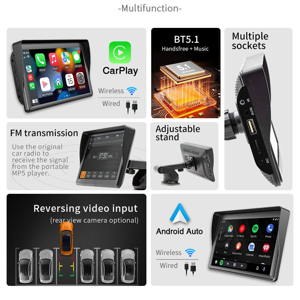 Pantalla Carplay & Android Auto 
Universal 7”